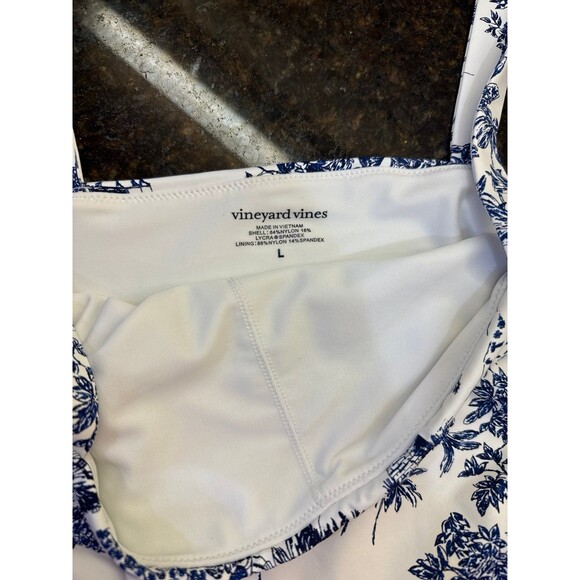 Vineyard Vines Women's Navy White One Piece Swimsuit Vineyard Toile NEW Size L - Picture 3 of 6